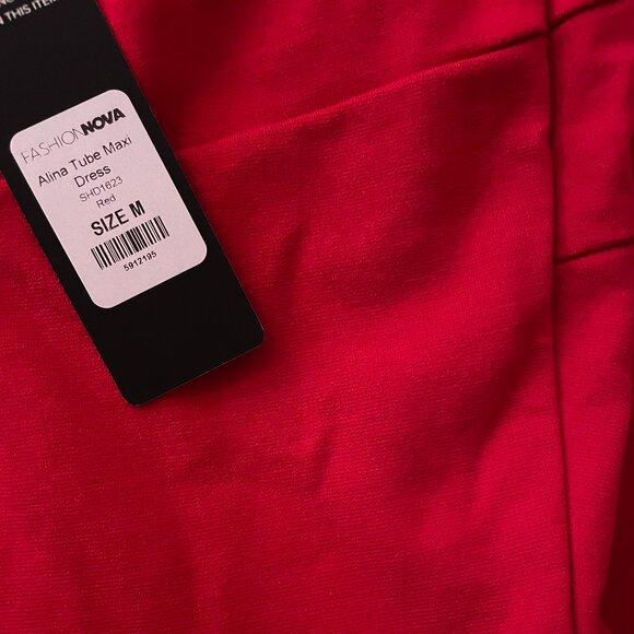 Fashion Nova Red Heart-Shaped Strapless Dress with slit - Picture 2 of 5